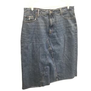 Vintage Old Navy Womens Denim Midi Skirt Plus Size 20 Y2K Western Boho Preppy